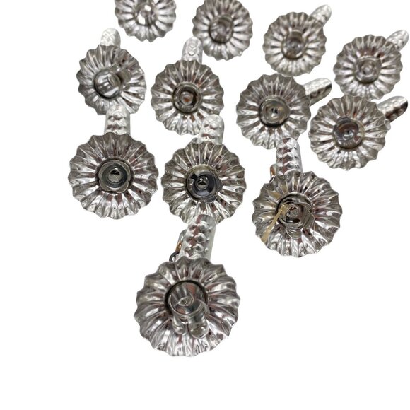 Vtg Christmas tree taper candle holder tree clips silver tin metal 12 - Picture 2 of 6